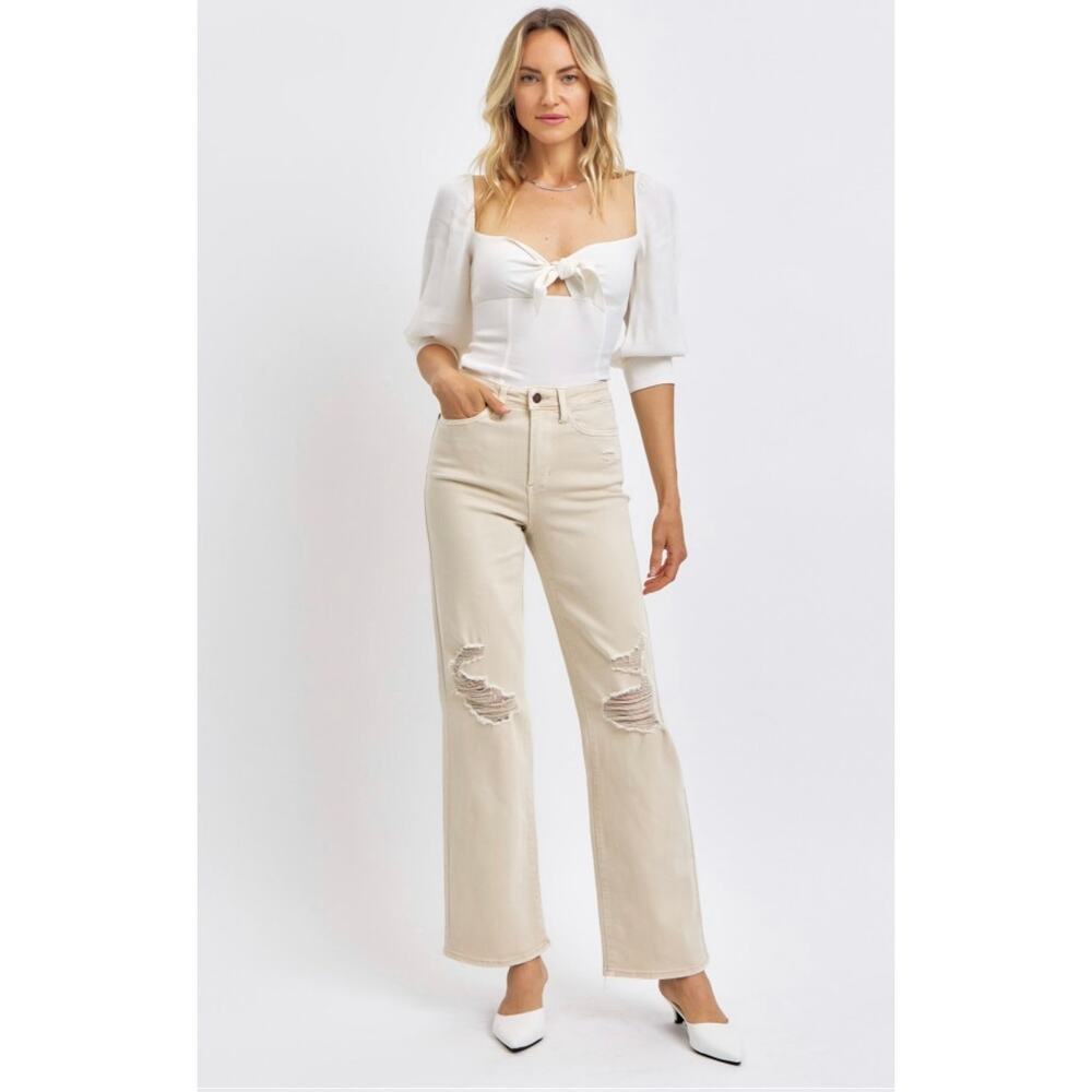 Nwt Judy Blue High Waist Distressed Straight Leg Jean Size 13/31 — image 5 of 5